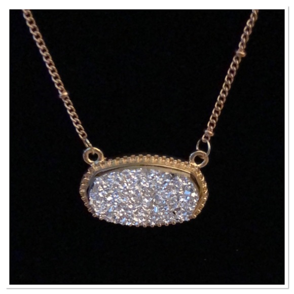 White Druzy Necklace - Picture 2 of 2